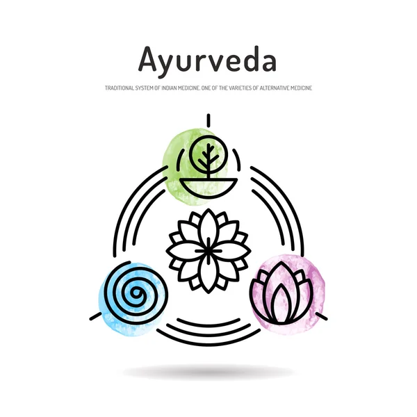Ustaw ikonę Ayurveda — Wektor stockowy