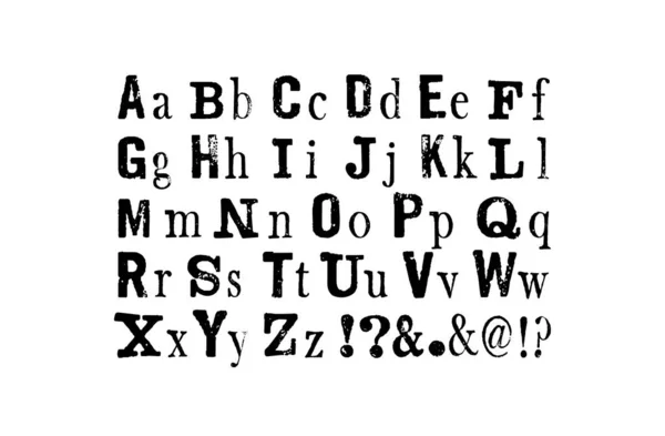 Vector latin stamp font. Sello vectorial abc con textura grunge. Gráficos Vectoriales