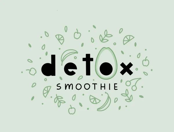 Doodle flat style 의 vector detox smoothie poster. — 스톡 벡터