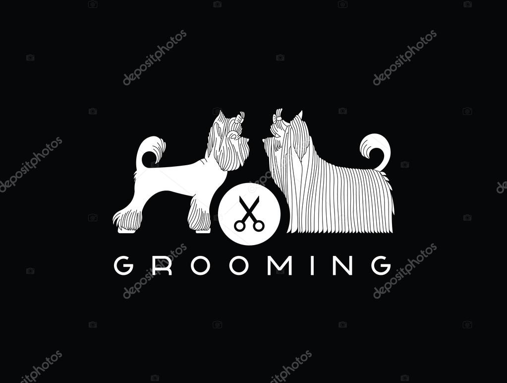 Version of the logo or advertisement for a hairdresser's salon for pets. Vector, easy recolor.