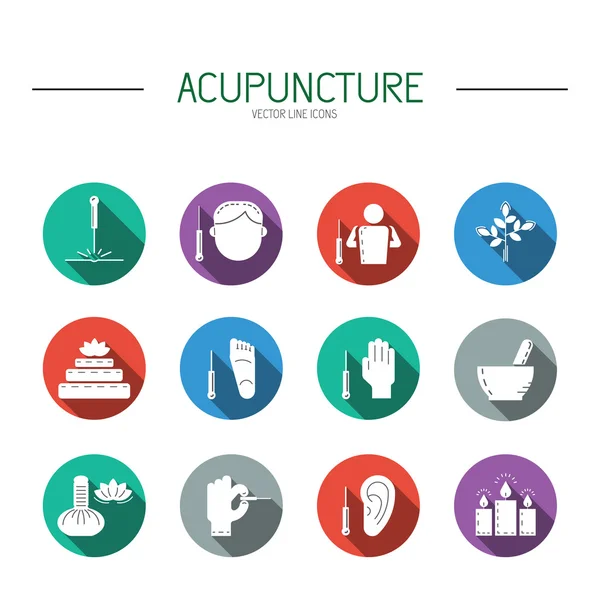 Collection of vector icons elements for acupuncture and massage, TCM. — Stock Vector