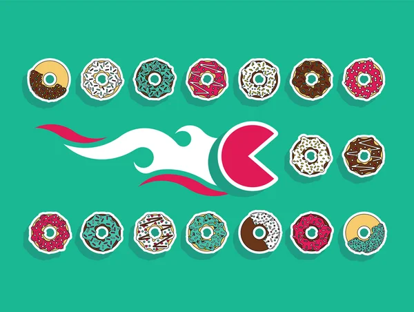 Set de comida rápida donut — Archivo Imágenes Vectoriales