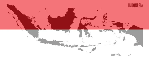 Bandera y mapa de Indonesia — Vector de stock