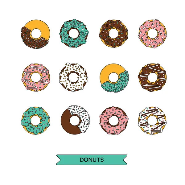 Donut conjunto 1 —  Vetores de Stock