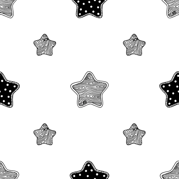 Wooden stars pattern 3 — Stock Vector