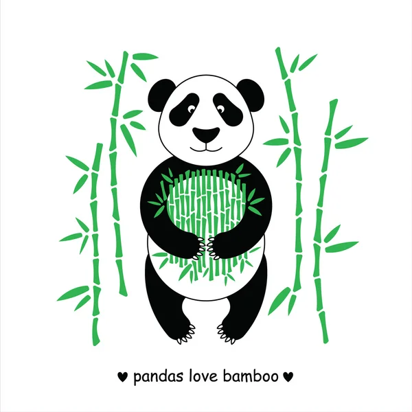 Panda umgeben von Bambus — Stockvektor