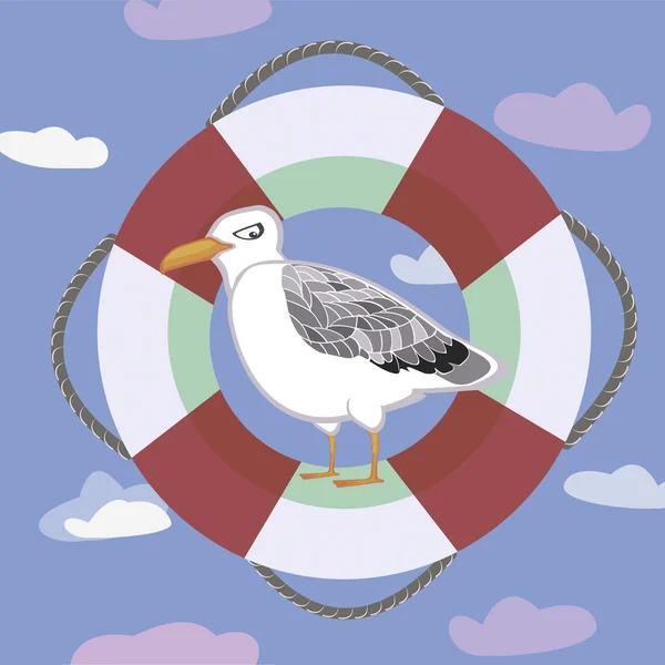 Renkli resimlerin bir martı ve bulutlar