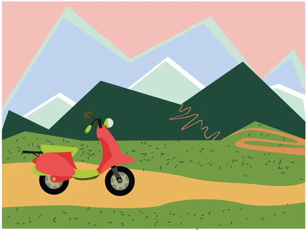 görüntü moped ve dağlar