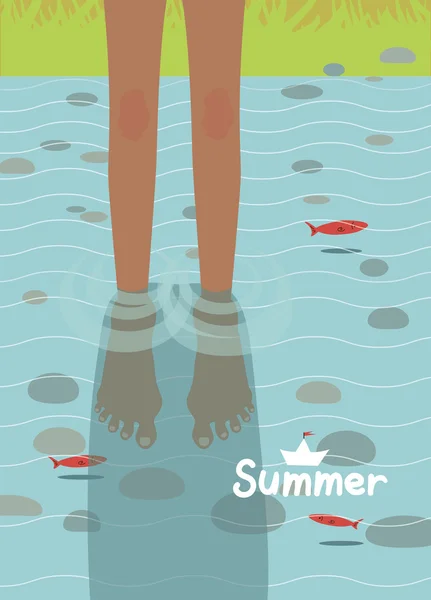 su, Balık ve çıplak ayak ile resmi