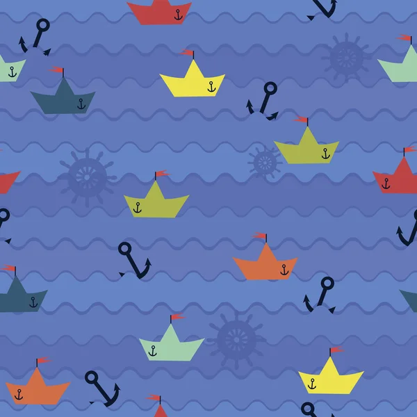 kağıt tekne dalgalar arka plan üzerinde