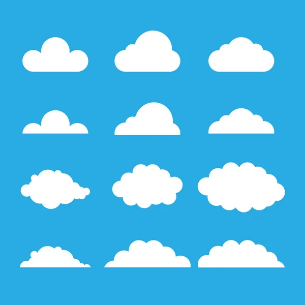 Set Clouds Blue Background Drawn Flat Style Royalty Free Stock Vectors