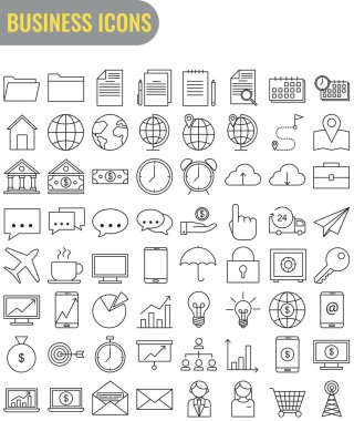 iş simgeleri ince düz stil