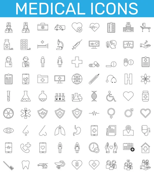 Medicine Health Symbols Minimal Set Thin Line Web Icons Vector — Stock Vector