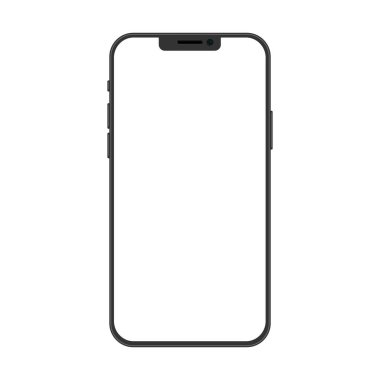 Şeffaf ekranlı akıllı telefonun gerçekçi bir modeli. Cihazın ön görüntüsü. Vektör