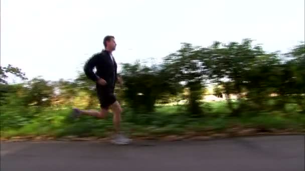 Alanları çalışan jogger görüntüsünü izleme — Stok video