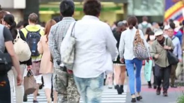 Tokyo, Japonya - 2013 yaklaşık: Büyük kalabalıklar yayalar, taşıt ve alışveriş