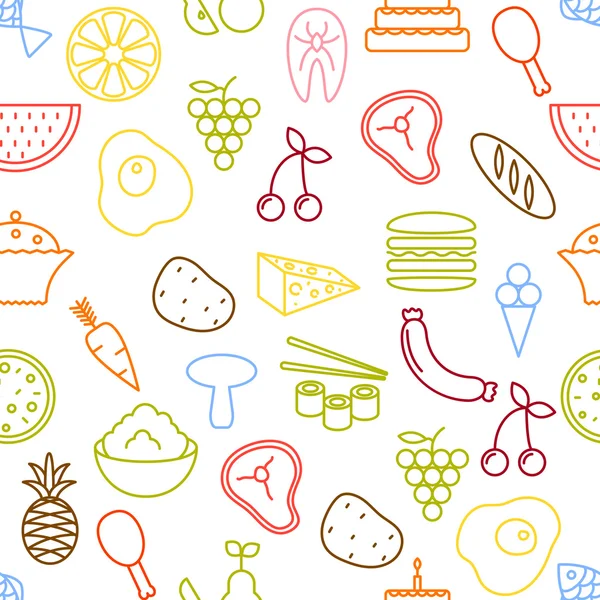 Thin line icons seamless pattern. — Stock Vector