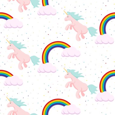 Şirin tek boynuzlu at çocuk seamless modeli.