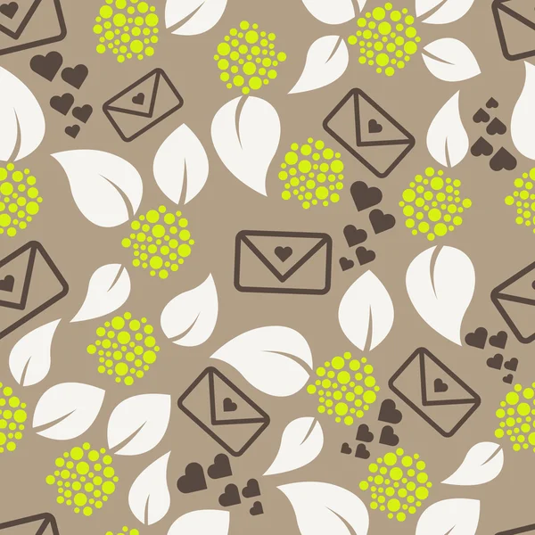 Romantic letters and flowers seamless pattern. — Stock Vector