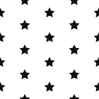 Basit yıldız şekli siyah ve beyaz dikişsiz desen.
