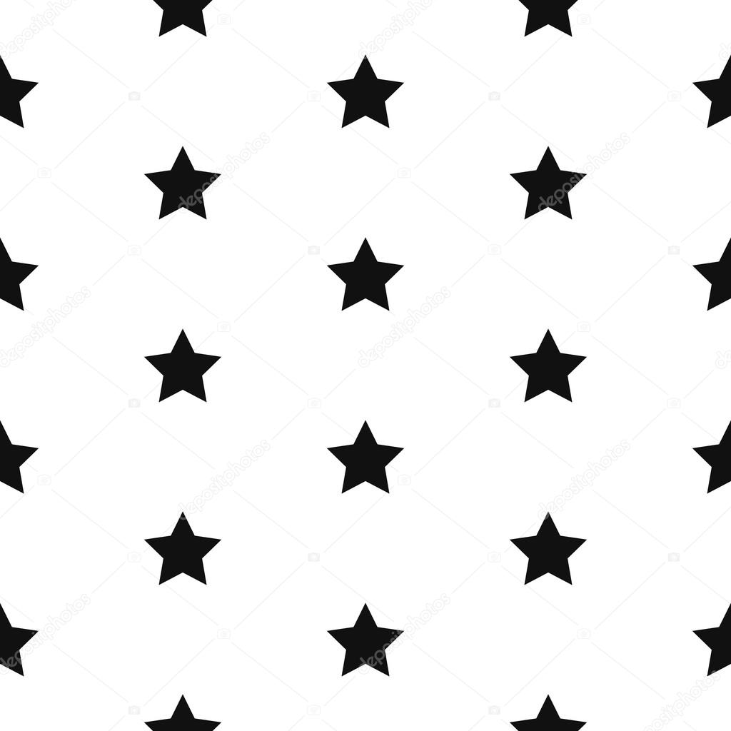Simple star shape black and white seamless pattern.