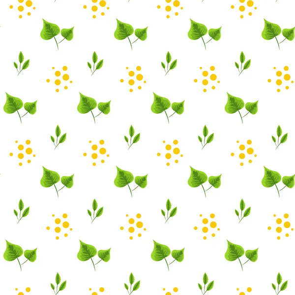 Spring green leaves seamless pattern. — Stock Vector