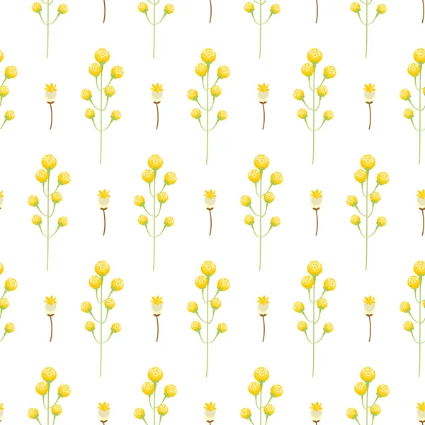 Frühling wild gelb Blumenfeld nahtlose Muster. — Stockvektor