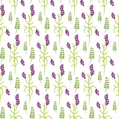 Kır çiçeği mor bitki bahar alan seamless modeli.