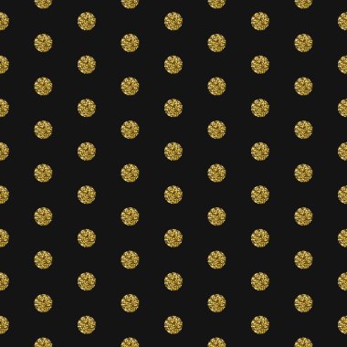 Altın folyo pırıltılı glitter polkadot seamless modeli.