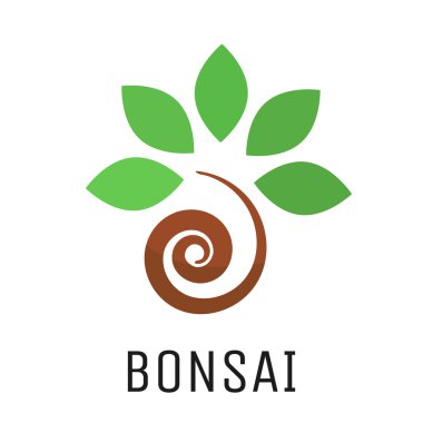 Bonsai ağaç vektör logo simgesi.