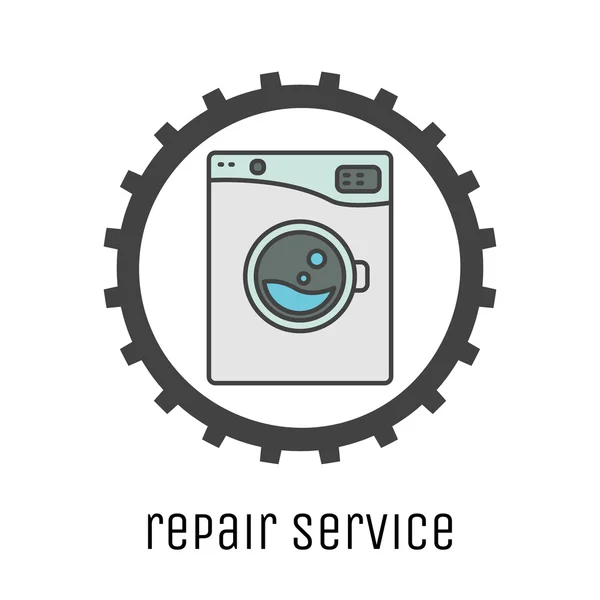 Washing machines repair service logo with cogweel. — Stock Vector