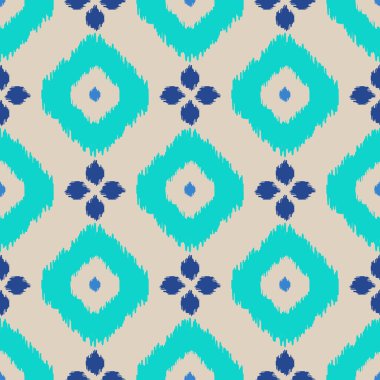 Ikat geometrik seamless modeli. Turkuaz koleksiyonu.
