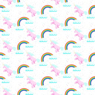 Şirin tek boynuzlu at çocuk seamless modeli.