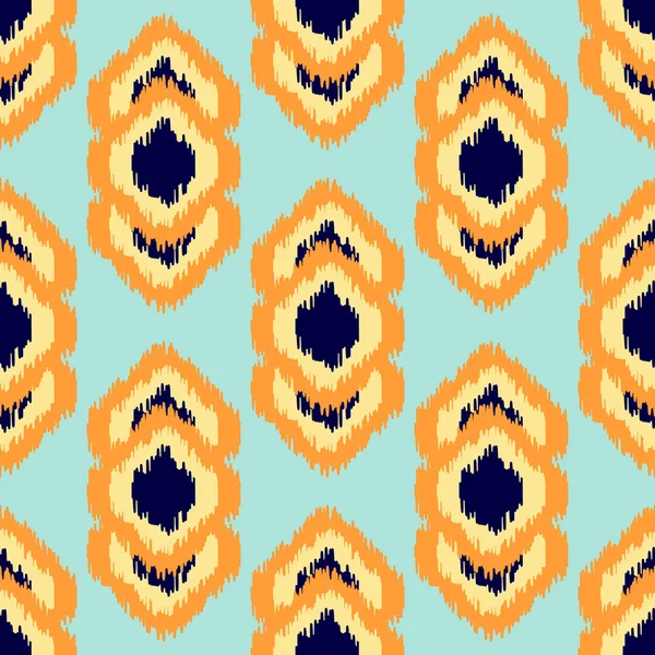 Ikat patrón geométrico sin costura. Colección naranja y azul . — Archivo Imágenes Vectoriales