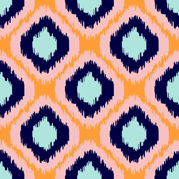 Ikat patrón geométrico sin costura. Colección naranja y azul . — Vector de stock