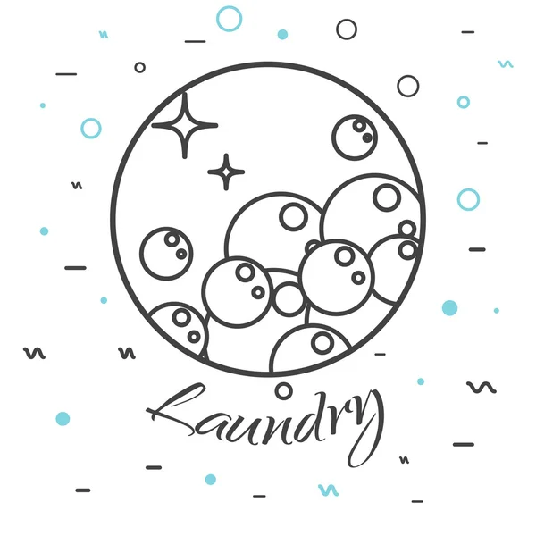 Insignia del logotipo del servicio de lavandería. Icono de burbujas de jabón . — Vector de stock