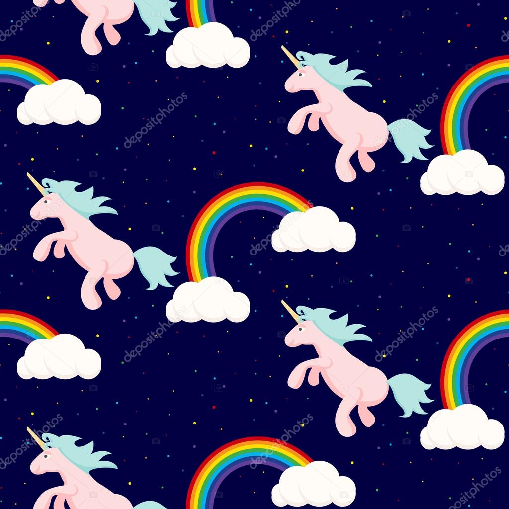 Bonito unicórnio criança sem costura padrão . imagem vetorial de