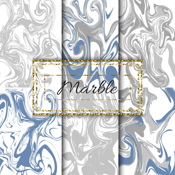 Marble texture vector set. Hand drawn ink marble. — Stock Vector
