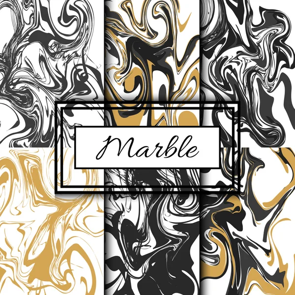 Marble texture vector set. Hand drawn ink marble. — Stock Vector