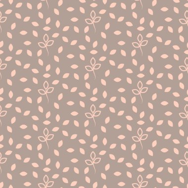 Pink and beige pastel leaves seamless pattern.