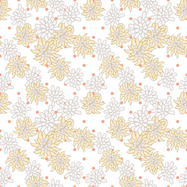 Retro chic flower pattern on fine polka dot. — 스톡 벡터