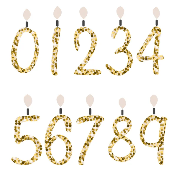 Anniversaire célébration numéro paillettes bougies . — Image vectorielle