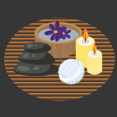 Makisu dokuma paspas üzerinde spa prosedürü aksesuarları.