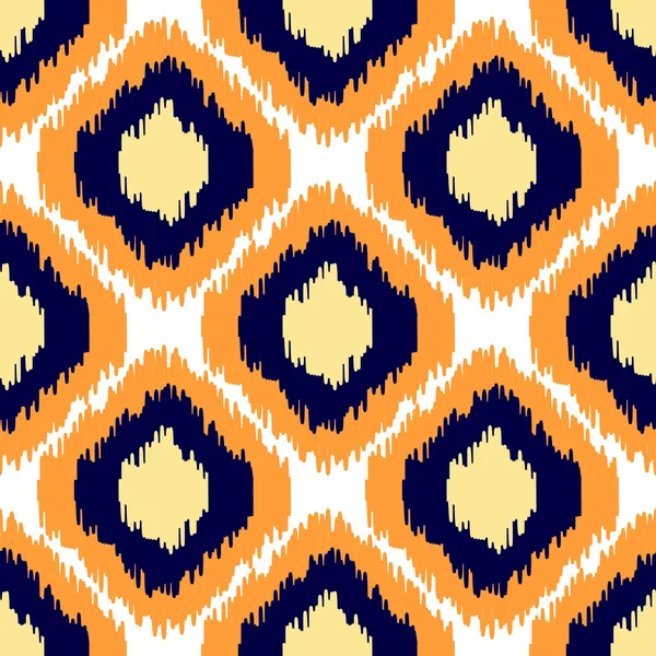 Ikat geometrisches nahtloses Muster. Kollektion orange und blau. — Stockvektor
