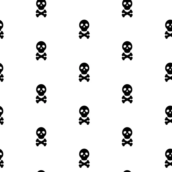 Skull black and white continuous vector pattern. — Stock Vector
