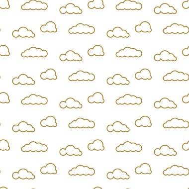 Altın çizgi bulutlar vektör seamless modeli. Yoğun gökyüzü Tekstil için yazdırma.