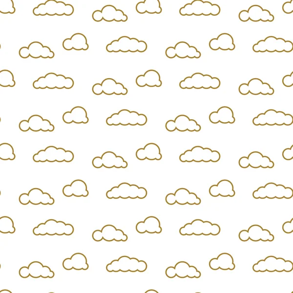 Gouden wolken vector naadloze lijnpatroon. Dichte hemel afdrukken voor textiel. — Stockvector
