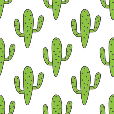 Yeşil kaktüsler vektör seamless modeli.