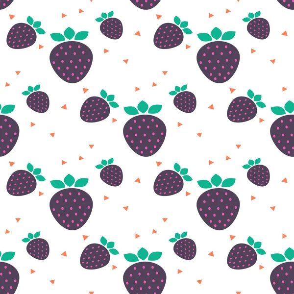 Strawberry seamless vector pattern with dots. — Stock Vector