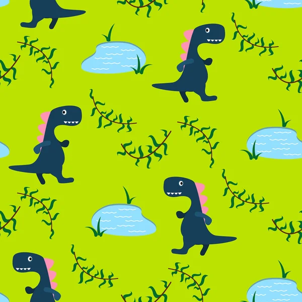 Patrón vectorial inconsútil para niño Dino para impresión textil . — Vector de stock